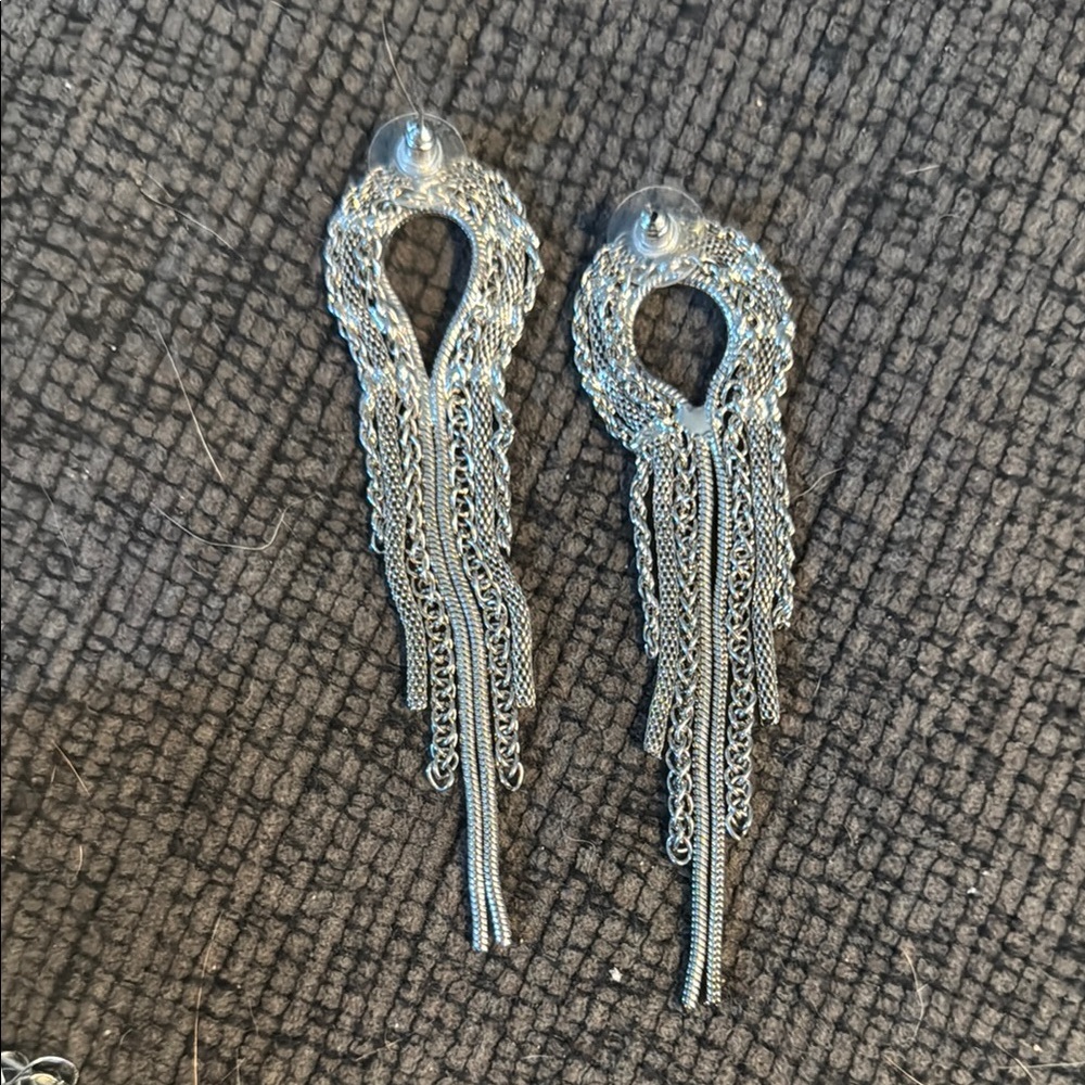 Elegant Silver Dangle Earrings - Picture 2 of 2